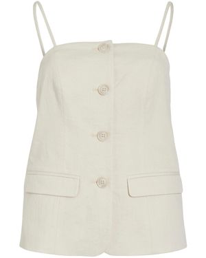 Vila Sleeveless Tailored Button Vest - White