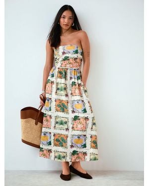 Next Ruched Bandeau Midi Dress - White