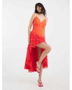 River Island Tulle Ruffle Midi Dress - Red