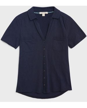 White Stuff Pocket Penny Jersey 100% Cotton Shirt - Blau