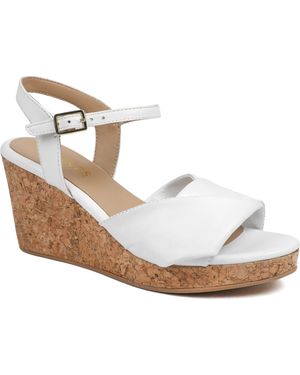 Jones Bootmaker Leather Wedge-Heeled Sandals - White