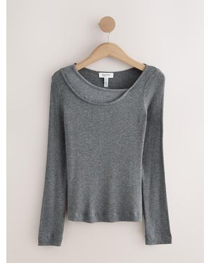 Next Charcoal N. Premium Wool Blend Long Sleeved Top - Grey