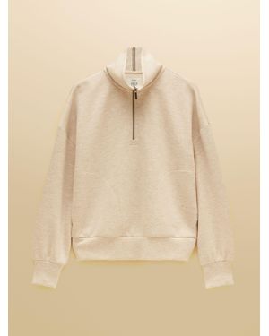 Joules Oat Marl Super Soft Quarter Zip Sweatshirt - Natural