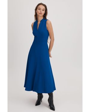 Florere Zip Front Midi Dress - Blue