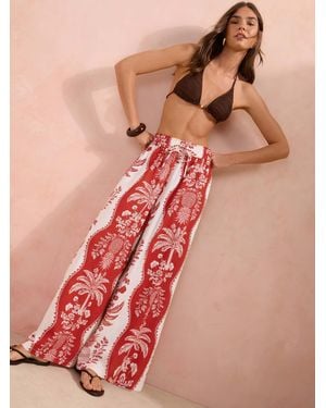 Friends Like These Petite Shirred Waist Wide Leg Linen Pants - Orange