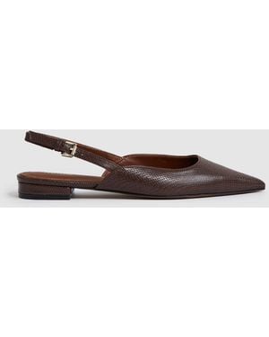 Reiss Chocolate Aubrey Leather Slingback Ballet Flats - White