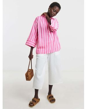 JD Williams Linen Mix Stripe Tunic Top - Pink