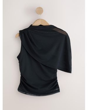 Next Short Sleeved Asymmetrical Cape Top - Black