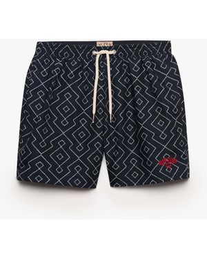 Superdry Premium Printed 15-Inch Swim Shorts - Blau
