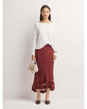 Free People Long Lost Lover 1/2 Slip Skirt - White