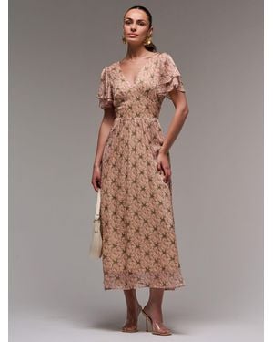 Jolie Moi Layered Angel Sleeve Chiffon Maxi Dress - Green