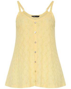 Yours Curve Broderie Anglaise Vest Top - Yellow