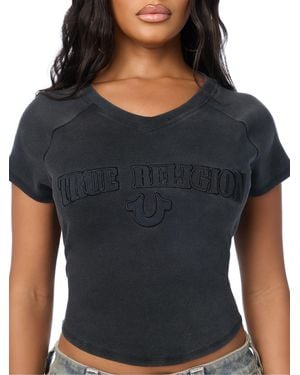 TRUE RELIGION Embroidered Washed Rib Baby T-Shirt - Blue