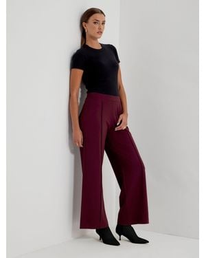 Finery London Short Caryl Ponte Jersey Wide Leg Trousers - Red