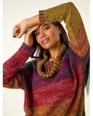 Roman Cowl Neck Ombre Jumper - Red