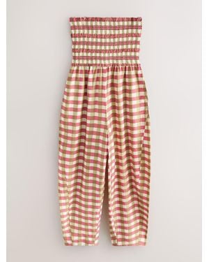 Next Bandeau Shirred Body Barrel Leg Jumpsuit - White