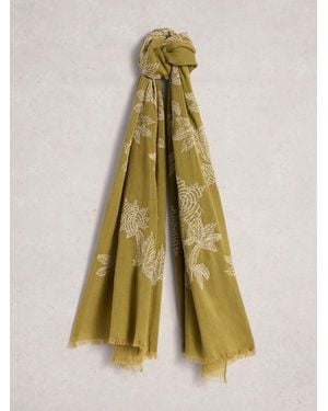 White Stuff Embroidered Scarf - Green