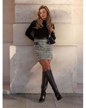 Lipsy 2-In-1 Crew Neck Long Sleeve Knitted Mini Dress - Brown