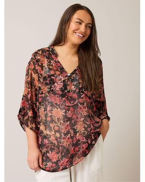 Evans Button Detail Blouse - Black