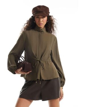 River Island Cupro Funnel Neck Jacket - Brown