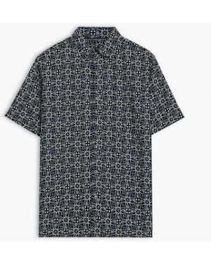 French Connection Floral Printed Button Short Sleeve Shirt - Grey