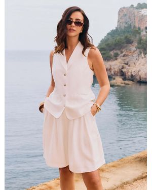 Friends Like These X Lucy Mecklenburgh Tailored Waistcoat With Linen - White