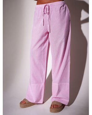 South Beach Striped Deep Cuff Pants - Pink