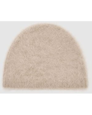 Reiss Neutral Ava Brushed Cashmere Beanie Hat - Natural