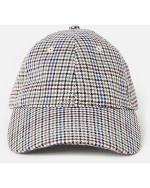 Oliver Bonas Houndstooth Embroidered Cherry Cap Hat - White