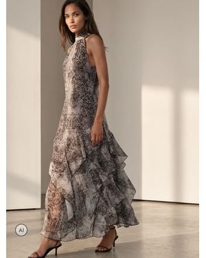 Religion Snake-Print Taylor Maxi Dress With Full Ruffle Skirt - Natural