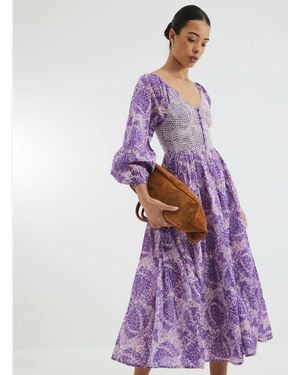River Island V-Neck Printed Maxi Dress - Purple