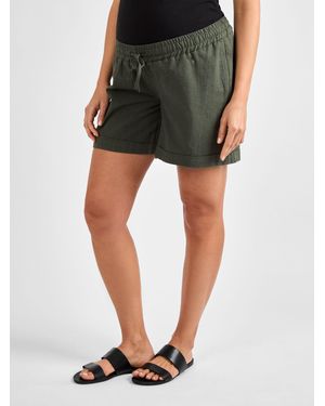 Jojo Maman Bébé Linen Blend Drawstring Waist Maternity Shorts - Green
