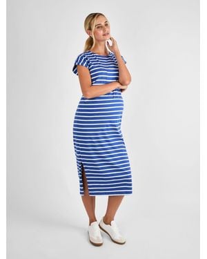 Jojo Maman Bébé Short Sleeve Relaxed T-Shirt Midi Dress - Blue