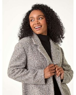 Roman Petite Textured Boucle Coat - Gray