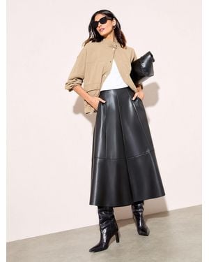 Friends Like These Petite Faux Leather Midi Skirt - Black