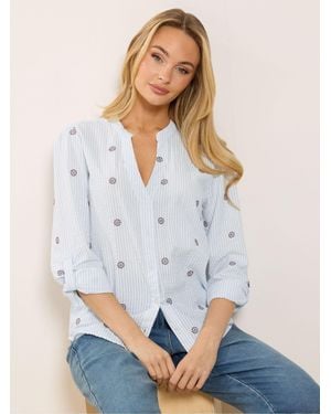 M Com Embroidered Stripe Shirt - White