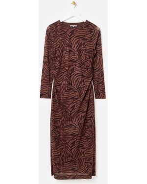 Oliver Bonas Animal Print Mesh Midi Dress - Purple