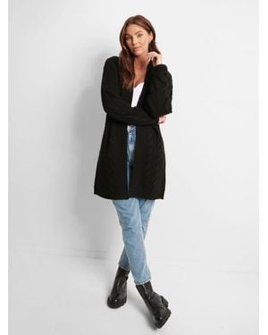 Threadbare Cable Knit Cardigan - White