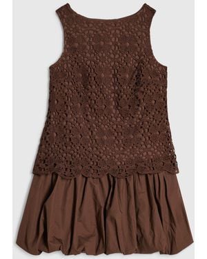 River Island Petite Crochet Hybrid Mini Dress - Brown