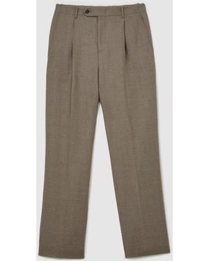 Reiss Mushroom Terrain Trouser Wool-Blend Twill Relaxed-Fit Suit Pants - Gray