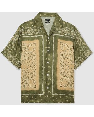 Reiss Paisley-Print Cuban-Collar Shirt - Green