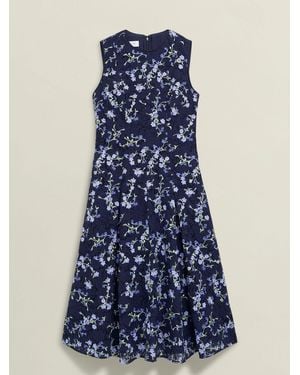 Hobbs Petite Ria Embroidered Dress - Blue