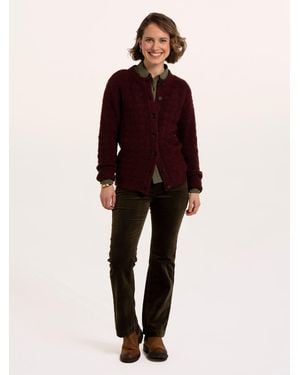 Brakeburn Karla Chunky Fan Stitch Knitted Cardigan - Red