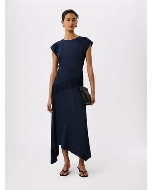 Whistles Lace Insert Asymmetric Dress - Blue