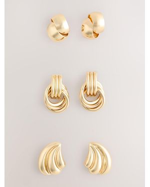 Next Knot Stud Earrings 3 Pack - Natural