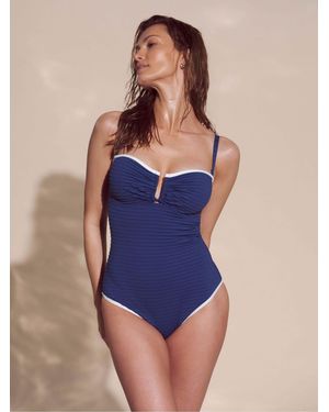 JD Williams Anthology X Magisculpt Non Wired Bandeau Swimsuit - Blue
