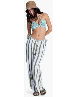 Roxy Nalu Sunset Stripe Knitted Texture Beach Trousers - White