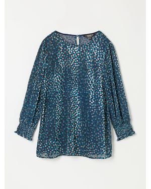 FatFace Fatface Shelby Devore Blouse - Blue