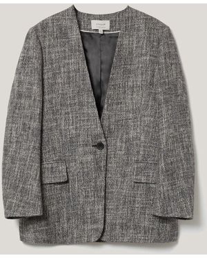 Jigsaw Collarless Boucle Jacket - Gray