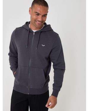 Threadbare Charcoal Zip Through Hoodie - Blue